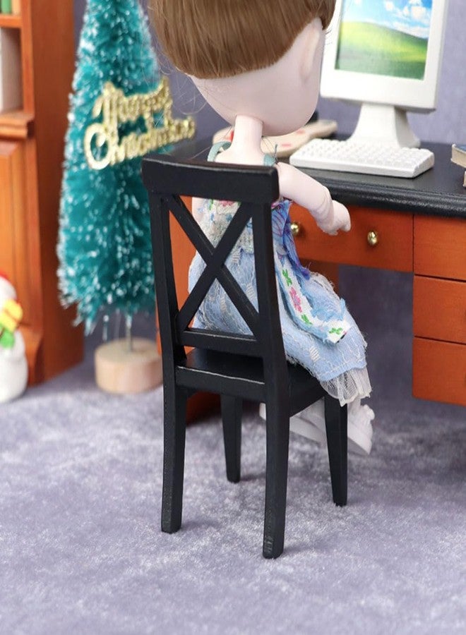 SAFIGLE Miniature Black Chair for 1 12 Scale Dollhouse Synthetic Material Mini Furniture Model Ideal Dollhouse Accessory for Creative Play and Decoration - Image 3